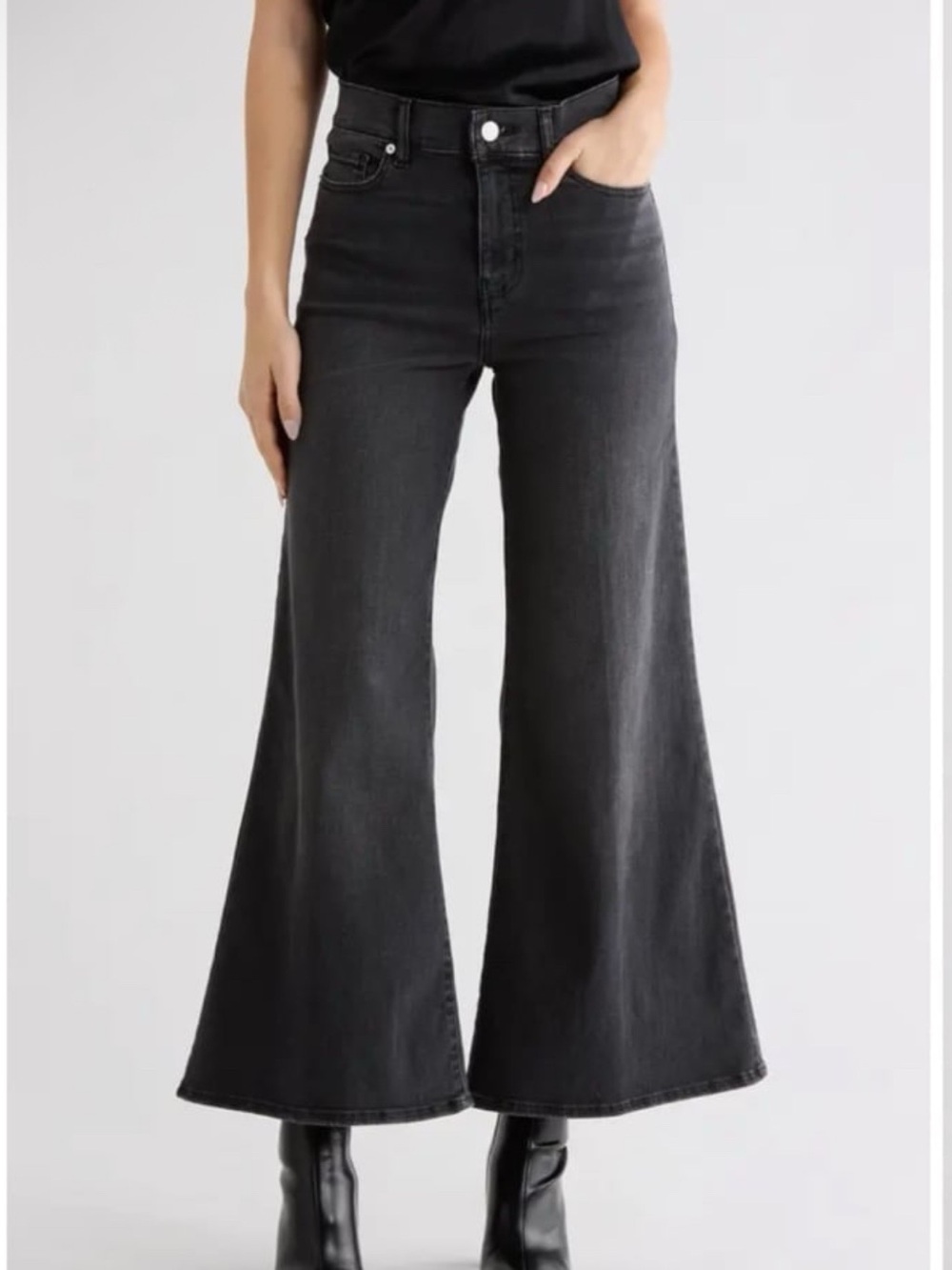Frame Denim High Waist Wide Leg Women’s Jeans - Black, Silver Button size 31